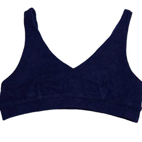 OFFLINE BY AERIE RECHARGE LEAST SUPPORT NWT $25 NAVY BLUE TERRY CLOTH BRA MEDIUM - Picture 1 of 10
